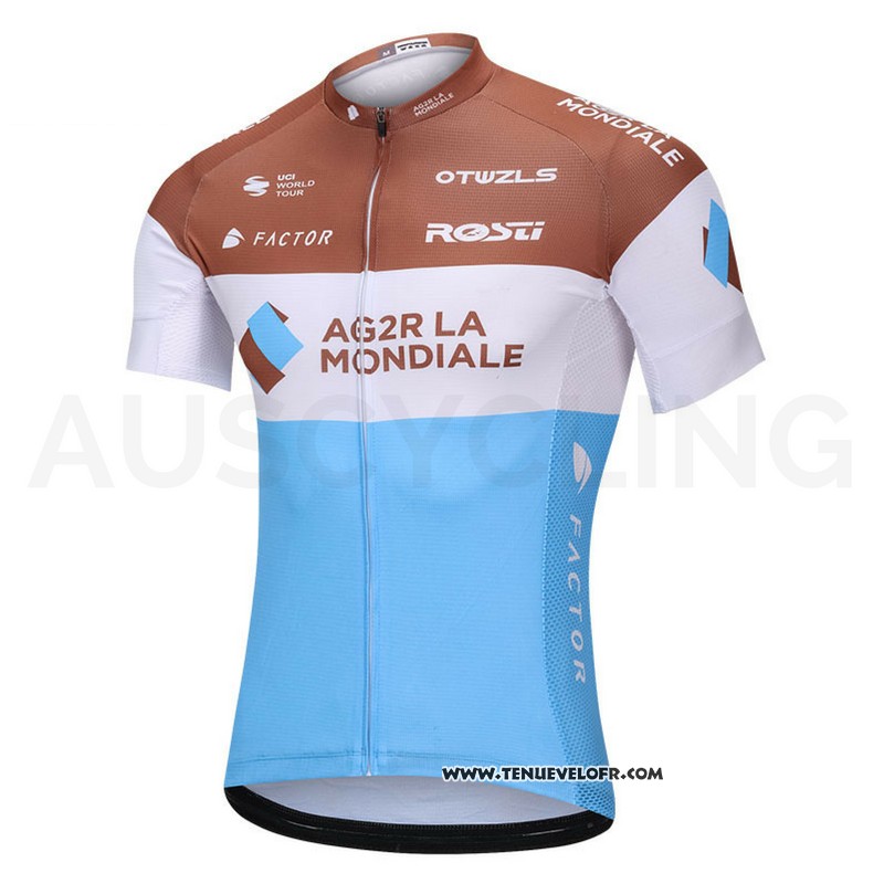 2018 Maillot Ciclismo Ag2r La Mondiale Bleu et Blanc Manches Courtes et Cuissard